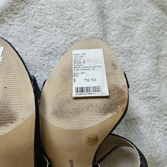 I-N-C International Concepts High Heel Stilletto Sandal Gloss Black / Tan - Picture 5 of 11